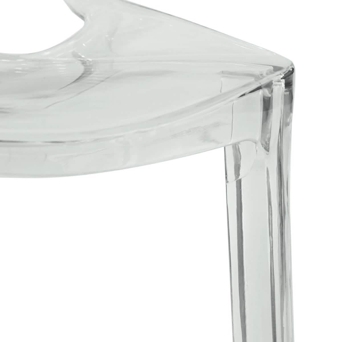 Cornelia Modern ABS Plastic Stackable Dining Chair with Cut-Out Tree Design Clear Dining Chair Leisuremod