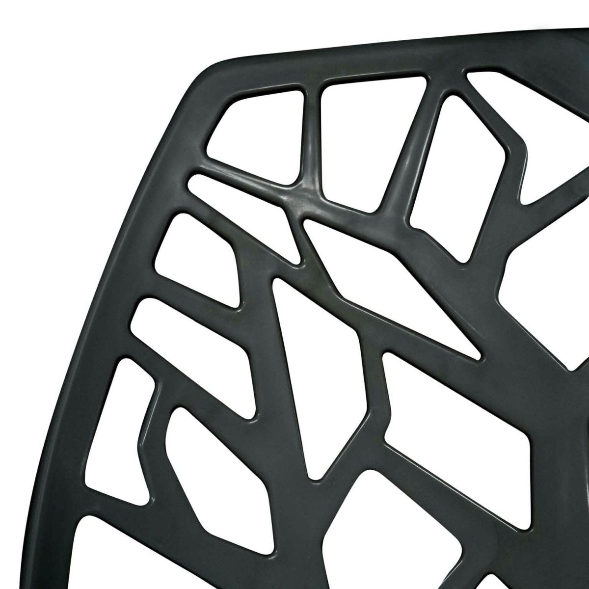 Cornelia Modern ABS Plastic Stackable Dining Chair with Cut-Out Tree Design Solid Black Dining Chair Leisuremod