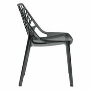 Cornelia Modern ABS Plastic Stackable Dining Chair with Cut-Out Tree Design Transparent Black Dining Chair Leisuremod