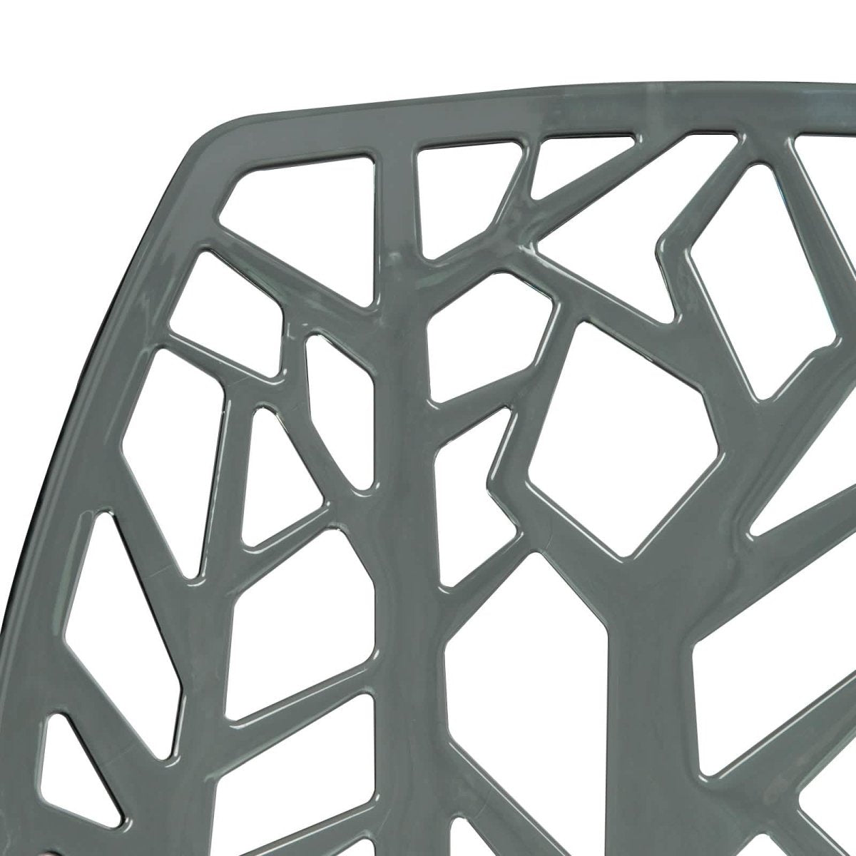 Cornelia Modern ABS Plastic Stackable Dining Chair with Cut-Out Tree Design Transparent Black Dining Chair Leisuremod