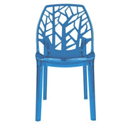 Cornelia Modern ABS Plastic Stackable Dining Chair with Cut-Out Tree Design Transparent Blue Dining Chair Leisuremod
