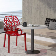 Cornelia Modern ABS Plastic Stackable Dining Chair with Cut-Out Tree Design Transparent Red Dining Chair Leisuremod