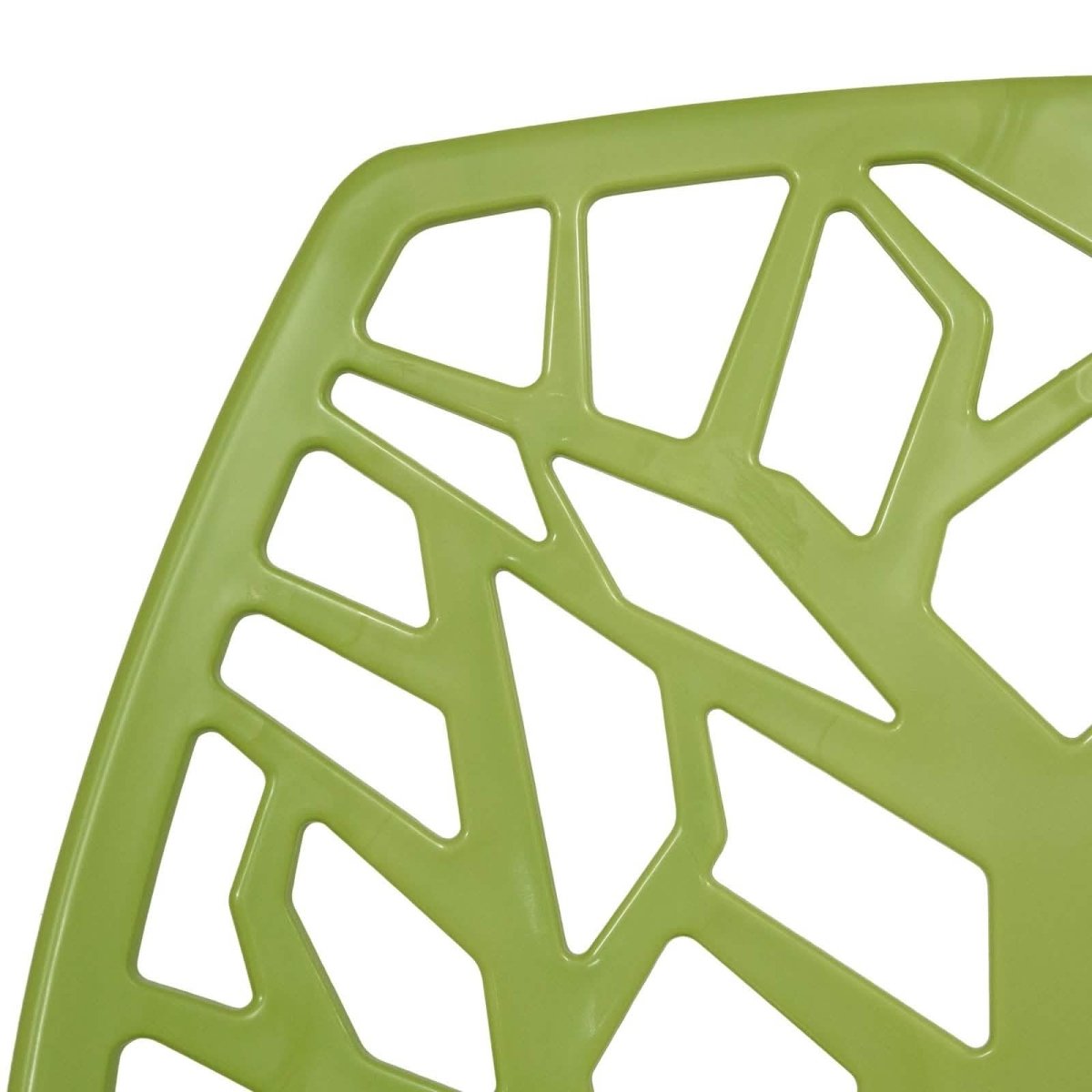 Cornelia Modern ABS Plastic Stackable Dining Chair with Cut-Out Tree Design Solid Green Dining Chair Leisuremod