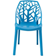 Cornelia Modern ABS Plastic Stackable Dining Chair with Cut-Out Tree Design Blue Dining Chair Leisuremod
