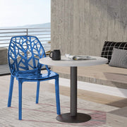 Cornelia Modern ABS Plastic Stackable Dining Chair with Cut-Out Tree Design Transparent Blue Dining Chair Leisuremod