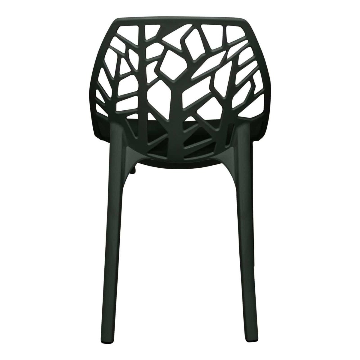 Cornelia Modern ABS Plastic Stackable Dining Chair with Cut-Out Tree Design Solid Black Dining Chair Leisuremod