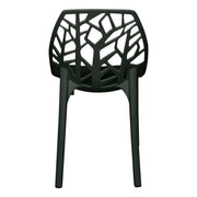 Cornelia Modern ABS Plastic Stackable Dining Chair with Cut-Out Tree Design Solid Black Dining Chair Leisuremod