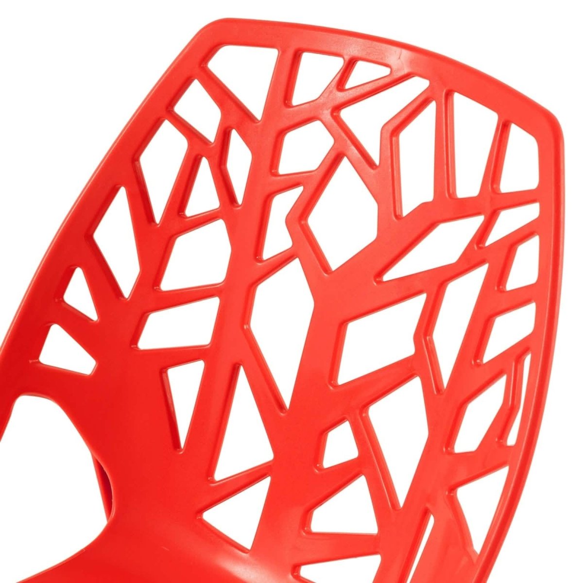 Cornelia Modern ABS Plastic Stackable Dining Chair with Cut-Out Tree Design Red Dining Chair Leisuremod