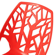 Cornelia Modern ABS Plastic Stackable Dining Chair with Cut-Out Tree Design Red Dining Chair Leisuremod
