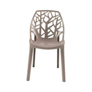 Cornelia Modern ABS Plastic Stackable Dining Chair with Cut-Out Tree Design Taupe Dining Chair Leisuremod