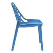 Cornelia Modern ABS Plastic Stackable Dining Chair with Cut-Out Tree Design Transparent Blue Dining Chair Leisuremod
