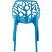 Cornelia Modern ABS Plastic Stackable Dining Chair with Cut-Out Tree Design Blue Dining Chair Leisuremod