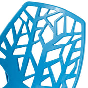 Cornelia Modern ABS Plastic Stackable Dining Chair with Cut-Out Tree Design Blue Dining Chair Leisuremod