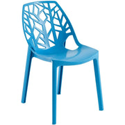 Cornelia Modern ABS Plastic Stackable Dining Chair with Cut-Out Tree Design Blue Dining Chair Leisuremod