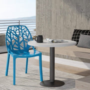 Cornelia Modern ABS Plastic Stackable Dining Chair with Cut-Out Tree Design Blue Dining Chair Leisuremod