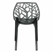 Cornelia Modern ABS Plastic Stackable Dining Chair with Cut-Out Tree Design Transparent Black Dining Chair Leisuremod