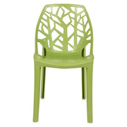 Cornelia Modern ABS Plastic Stackable Dining Chair with Cut-Out Tree Design Solid Green Dining Chair Leisuremod