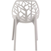Cornelia Modern ABS Plastic Stackable Dining Chair with Cut-Out Tree Design Grey Dining Chair Leisuremod