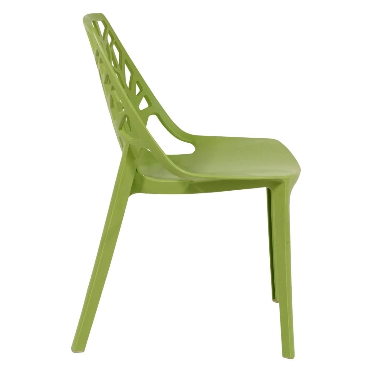 Cornelia Modern ABS Plastic Stackable Dining Chair with Cut-Out Tree Design Solid Green Dining Chair Leisuremod