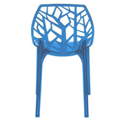 Cornelia Modern ABS Plastic Stackable Dining Chair with Cut-Out Tree Design Transparent Blue Dining Chair Leisuremod