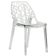 Cornelia Modern ABS Plastic Stackable Dining Chair with Cut-Out Tree Design Clear Dining Chair Leisuremod