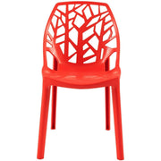 Cornelia Modern ABS Plastic Stackable Dining Chair with Cut-Out Tree Design Red Dining Chair Leisuremod