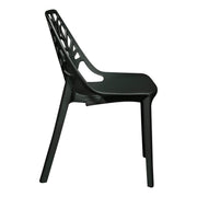 Cornelia Modern ABS Plastic Stackable Dining Chair with Cut-Out Tree Design Solid Black Dining Chair Leisuremod