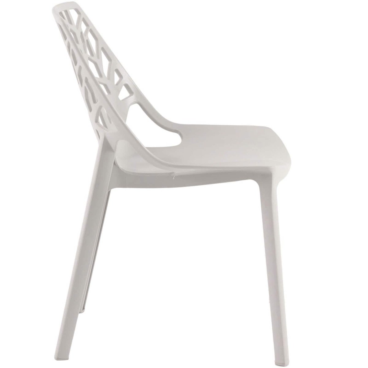Cornelia Modern ABS Plastic Stackable Dining Chair with Cut-Out Tree Design Grey Dining Chair Leisuremod