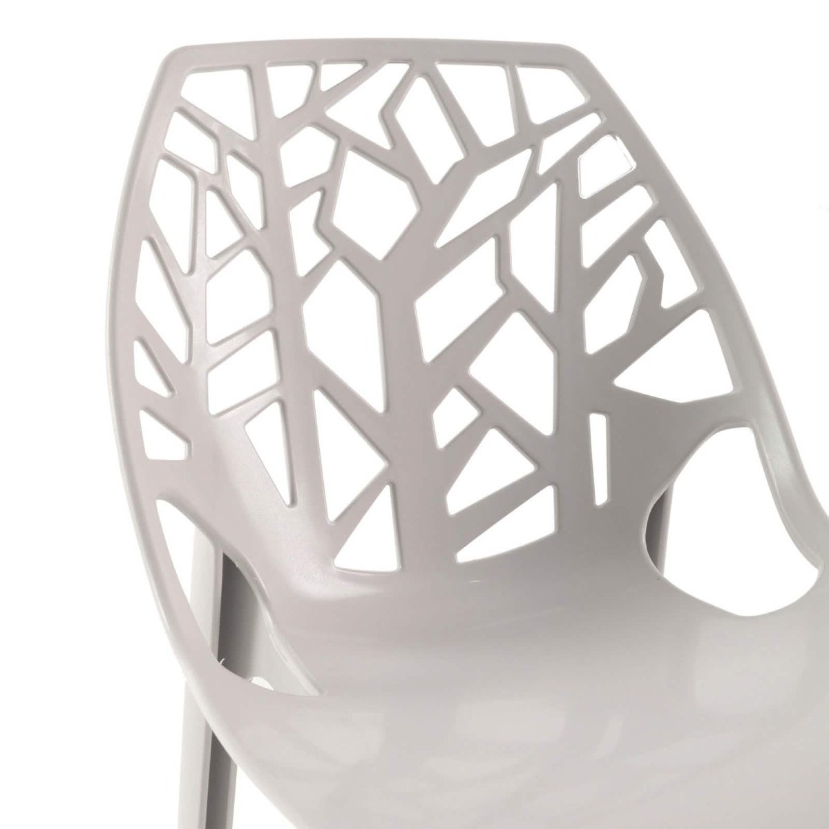 Cornelia Modern ABS Plastic Stackable Dining Chair with Cut-Out Tree Design Grey Dining Chair Leisuremod