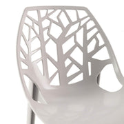 Cornelia Modern ABS Plastic Stackable Dining Chair with Cut-Out Tree Design Grey Dining Chair Leisuremod