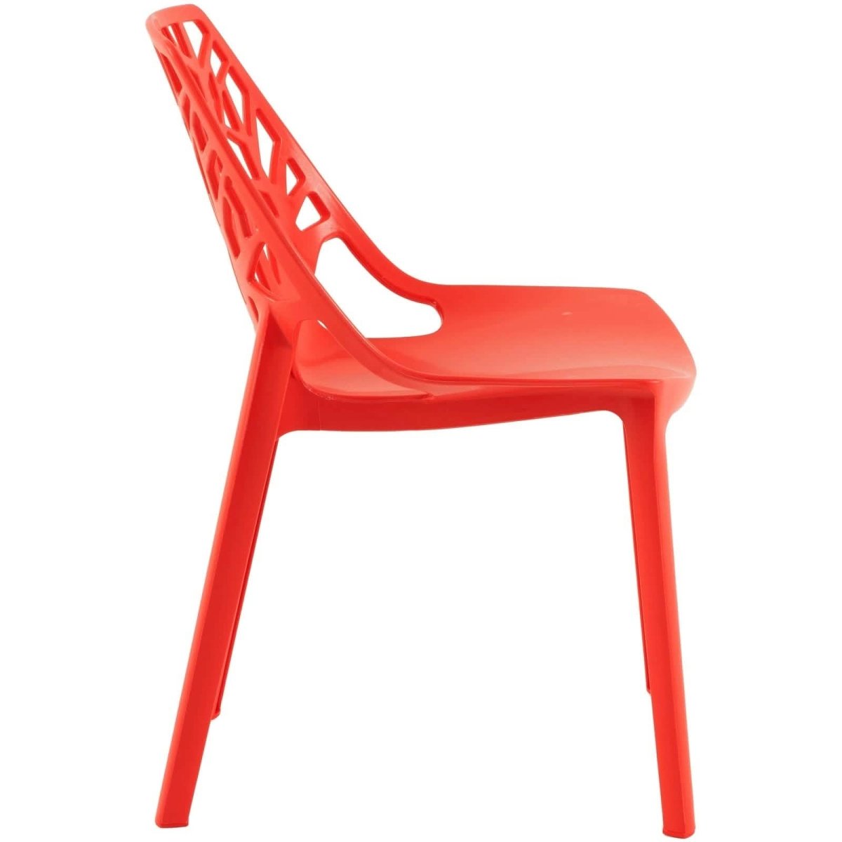 Cornelia Modern ABS Plastic Stackable Dining Chair with Cut-Out Tree Design Red Dining Chair Leisuremod