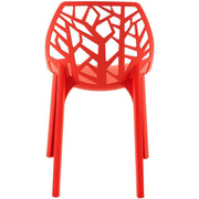Cornelia Modern ABS Plastic Stackable Dining Chair with Cut-Out Tree Design Red Dining Chair Leisuremod
