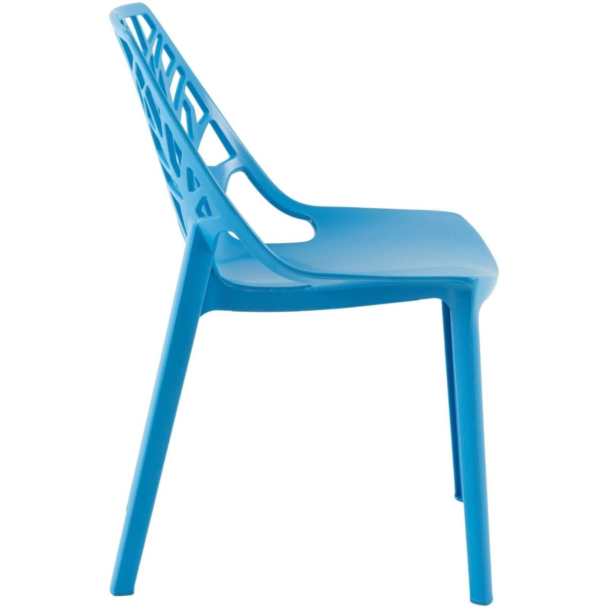 Cornelia Modern ABS Plastic Stackable Dining Chair with Cut-Out Tree Design Blue Dining Chair Leisuremod