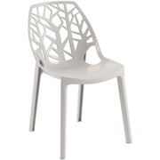 Cornelia Modern ABS Plastic Stackable Dining Chair with Cut-Out Tree Design Grey Dining Chair Leisuremod