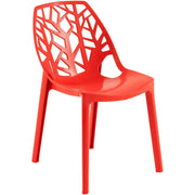 Cornelia Modern ABS Plastic Stackable Dining Chair with Cut-Out Tree Design Red Dining Chair Leisuremod