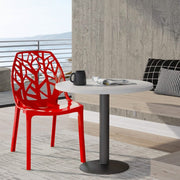 Cornelia Modern ABS Plastic Stackable Dining Chair with Cut-Out Tree Design Red Dining Chair Leisuremod
