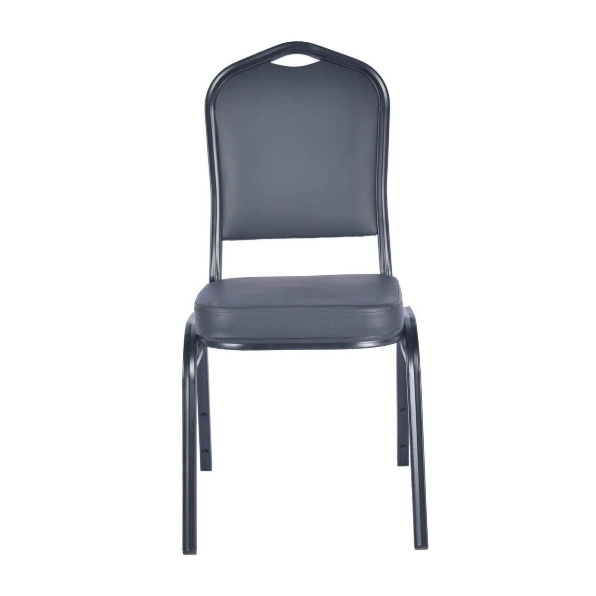 Cove Modern Stackable Banquet Chair with Powder Coated Steel Frame Black Dining Chair Leisuremod