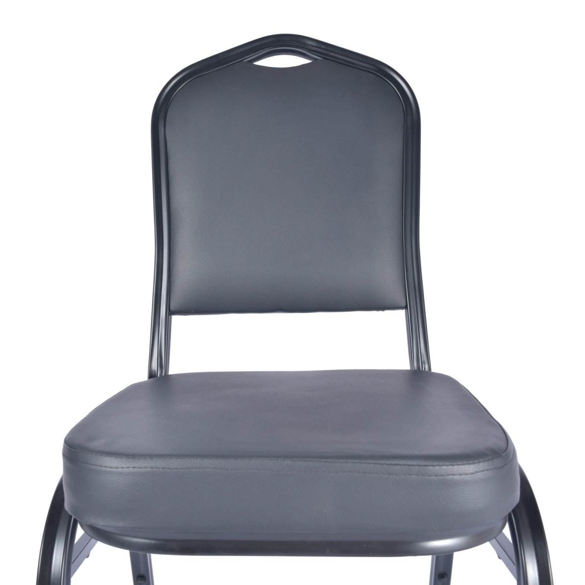 Cove Modern Stackable Banquet Chair with Powder Coated Steel Frame Black Dining Chair Leisuremod