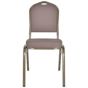 Cove Modern Stackable Banquet Chair with Powder Coated Steel Frame Brown Dining Chair Leisuremod