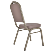 Cove Modern Stackable Banquet Chair with Powder Coated Steel Frame Brown Dining Chair Leisuremod