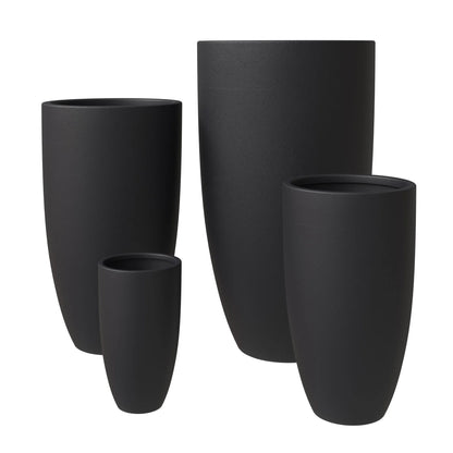 Crete Modern 4-Piece Tapered Round Planter Pot Set in Fiberstone and Clay Weather Resistant Design - Elax Furniture