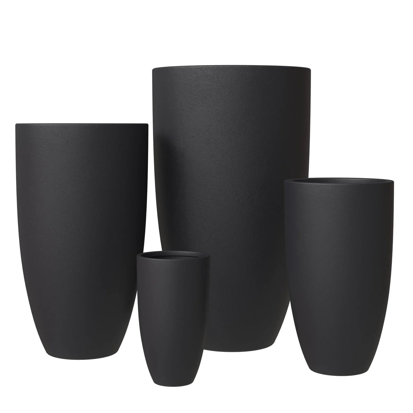 Crete Modern 4-Piece Tapered Round Planter Pot Set in Fiberstone and Clay Weather Resistant Design - Elax Furniture