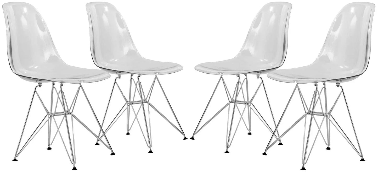 Cresco Molded Plastic Eiffel Side Chair With Chrome Legs Set of 4 - Elax Furniture
