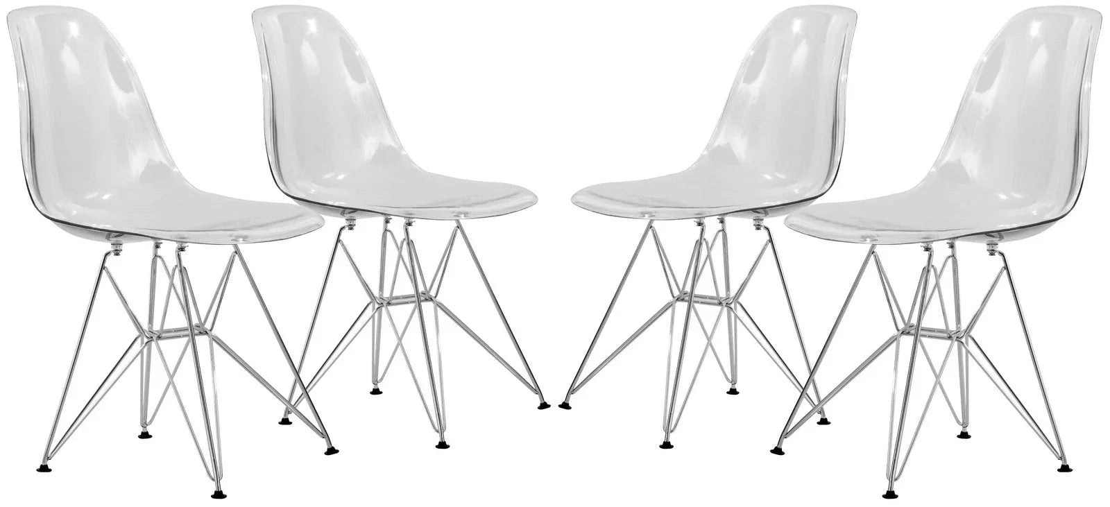 Cresco Molded Plastic Eiffel Side Chair With Chrome Legs Set of 4 - Elax Furniture
