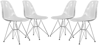 Cresco Molded Plastic Eiffel Side Chair With Chrome Legs Set of 4 - Elax Furniture