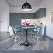 Bristol Modern Round Dining Table with Wood Top and Iron Pedestal Base - Elax Furniture