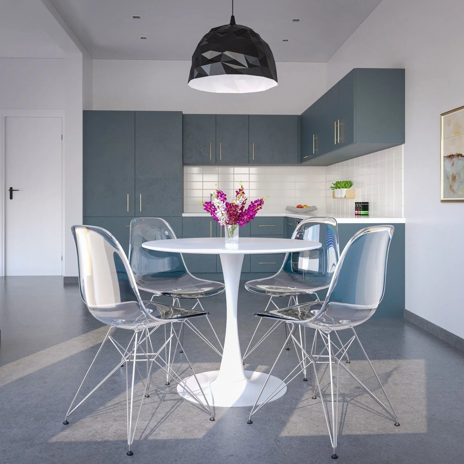 Bristol Modern Round Dining Table with Wood Top and Iron Pedestal Base - Elax Furniture