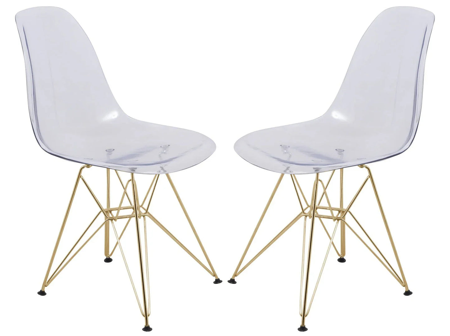 Cresco Modern Molded Eiffel Side Dining Chair with Gold Base Set of 2 - Elax Furniture