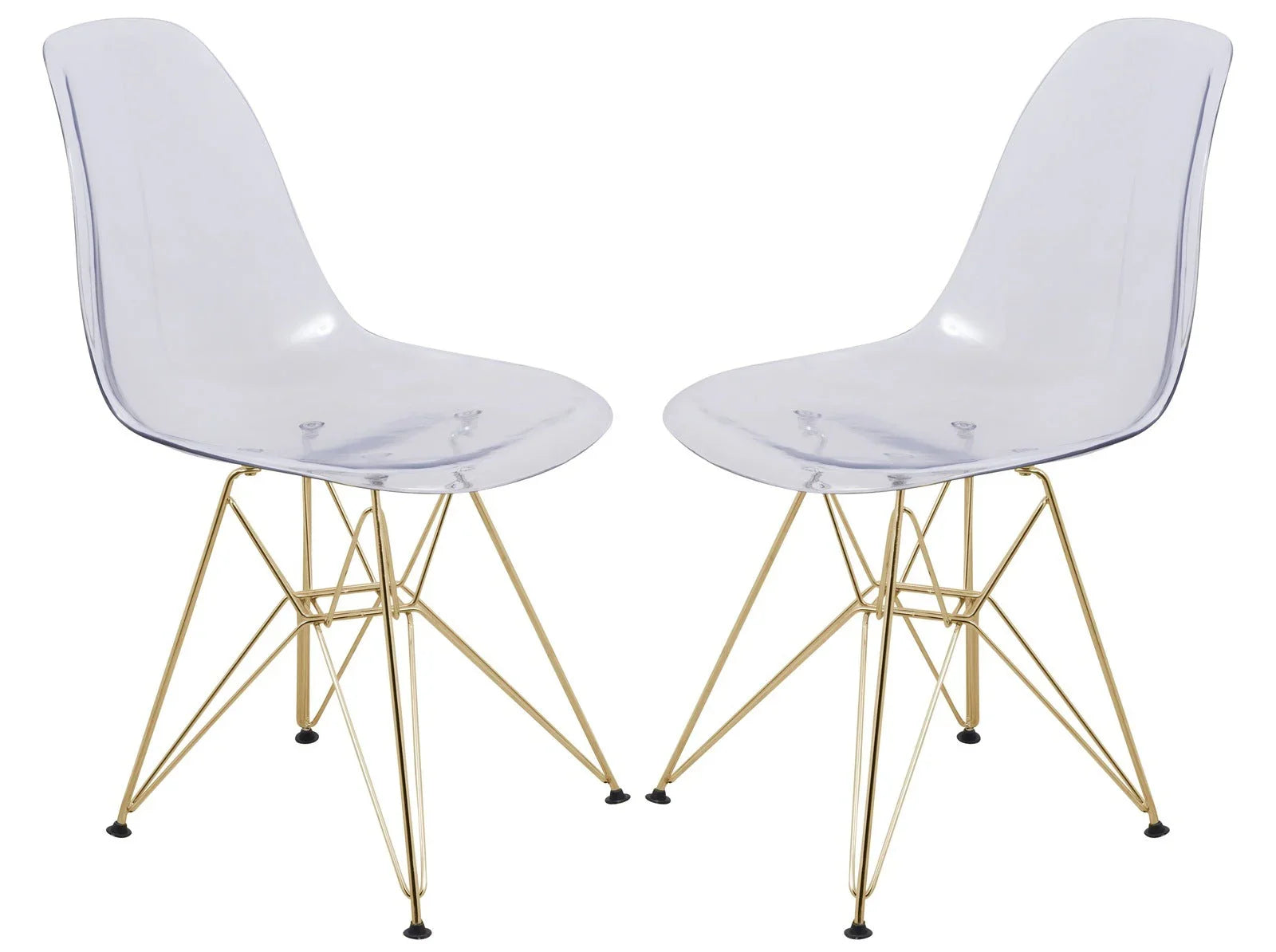 Cresco Modern Molded Eiffel Side Dining Chair with Gold Base Set of 2 - Elax Furniture