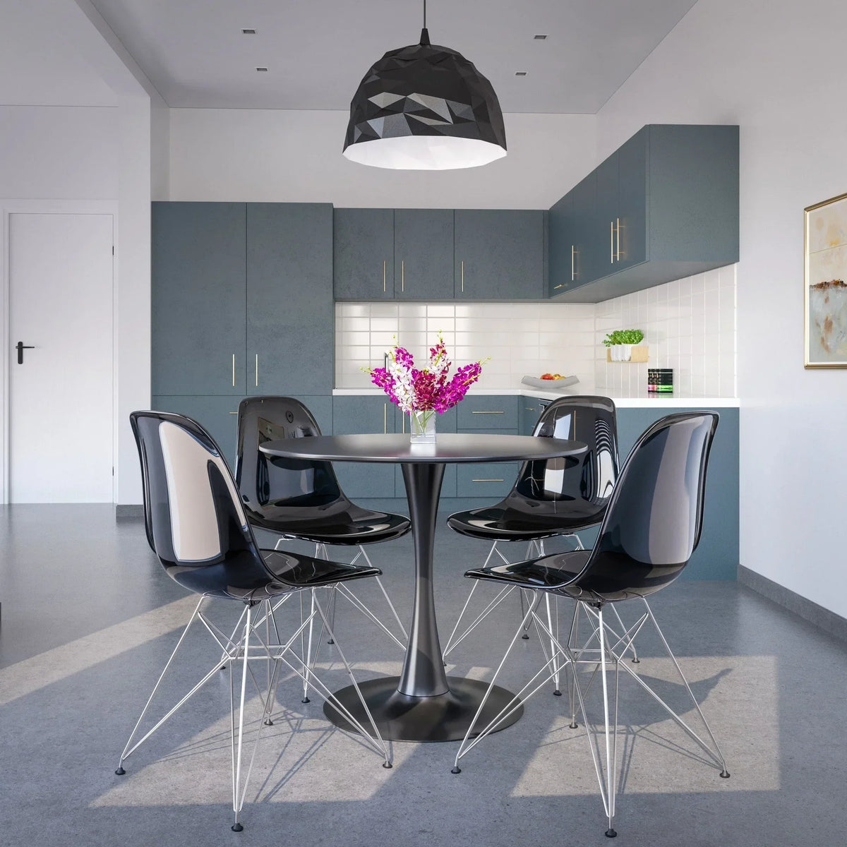 Dover and Cresco Modern Dining Chair Molded Side Chair with Base - Elax Furniture
